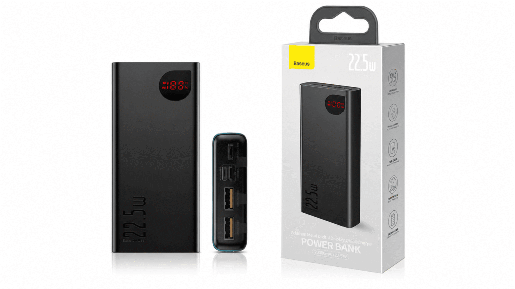 বাংলাদেশে সেরা মূল্যে কিনুন Baseus Adaman 22.5W 20000mAh Fast Charging Power Bank। ডিজিটাল ডিসপ্লে, মেটাল বডি ও ৩ মাসের ওয়ারেন্টি। অরিজিনাল প্রোডাক্ট!
