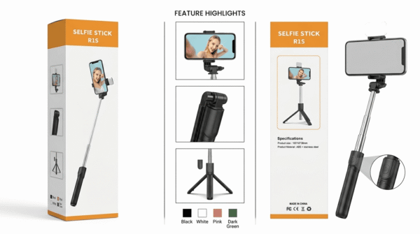 R1S Bluetooth Selfie Stick Tripod with Fill Light