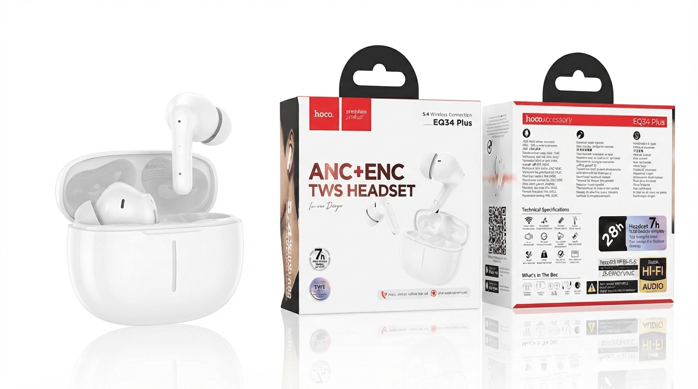 Hoco EQ34 Plus Rima ANC+ENC TWS Earbuds - Image 2